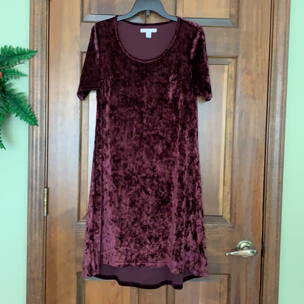 NWOT Purple Faux Velvet Hi-Lo Dress, Petite XS